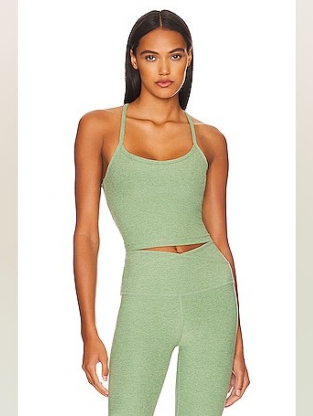 Beyond Yoga Slim Racerback Crop Tank In Rosemary Heather S
